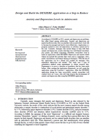Image of Design and Build the DEXIERE Application as a Step to Reduce Anxiety and Depression Levels in Adolescents