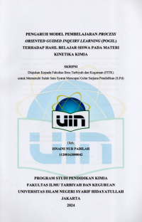 Image of Pengaruh Model Pembelajaran Process Oriented Guided Inquiry Learning (POGIL) Terhadap Hasil Belajar Siswa Pada Materi Kinetika Kimia : Skripsi